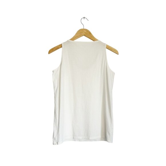 Garnet Hill Women's Pima Cotton Ruffle Tank Top in Ivory - Sz S - Picture 2 of 6
